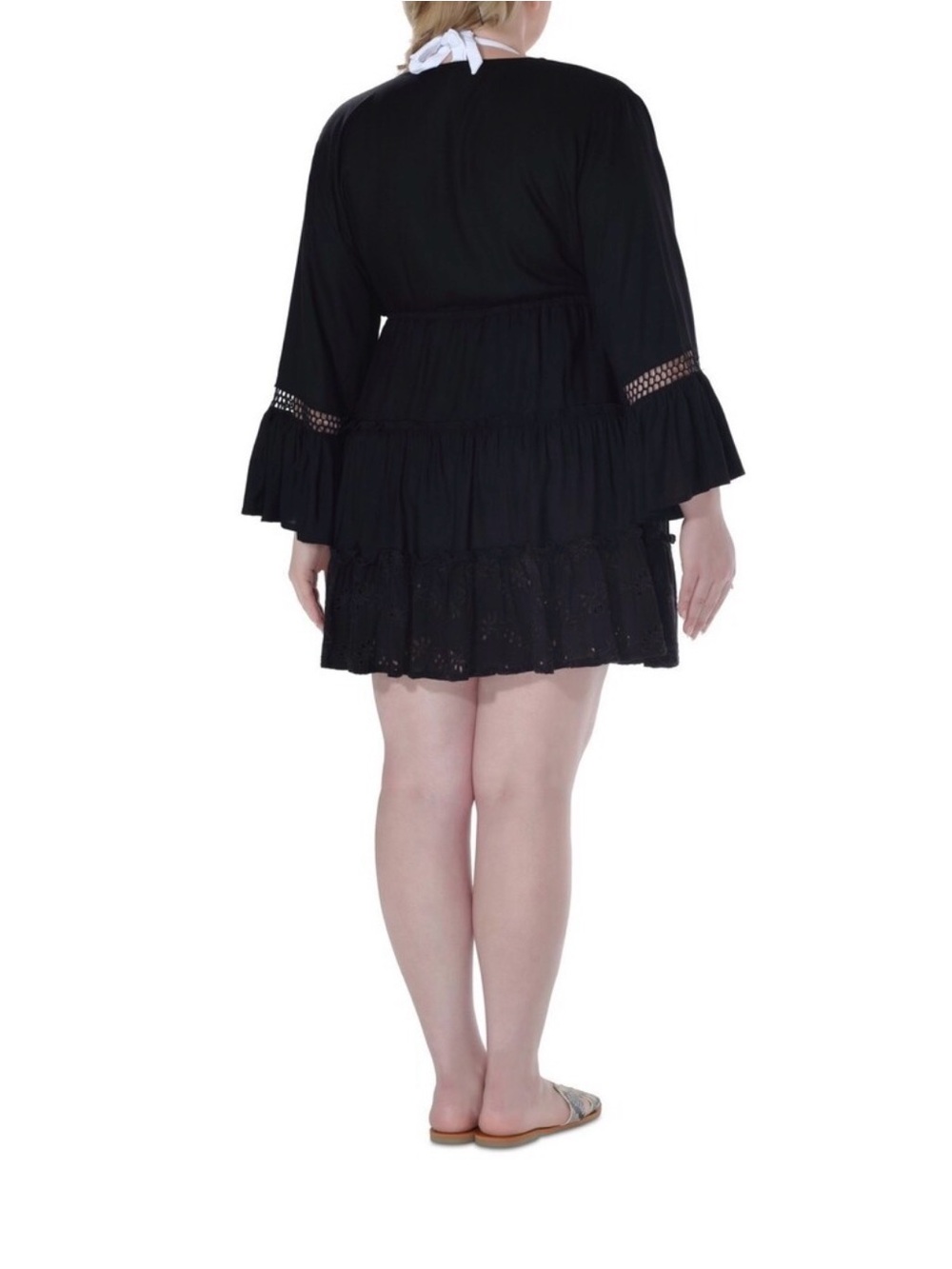 NWT Raviya Black Tiered Crochet-Trim Cover Up - Picture 2 of 8